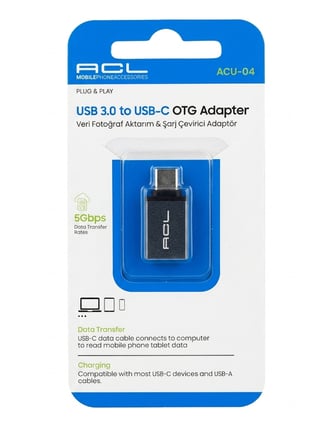 USB Type C Dönüştürücü Adaptör USB 3.0 to Type-C OTG Hızlı Veri Transferi ve Şarj Çevirici
