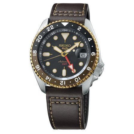 SEIKO 5 SPORTS GMT SSK036 PİLSİZ OTOMATİK KAHVERENGİ DERİ KORDON ERKEK KOL SAATİ