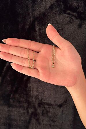 14 Ayar Altın Halka Doch Zincir Kalp Kolye