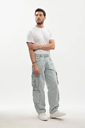 Erkek Kargo Cepli Jean Pantolon