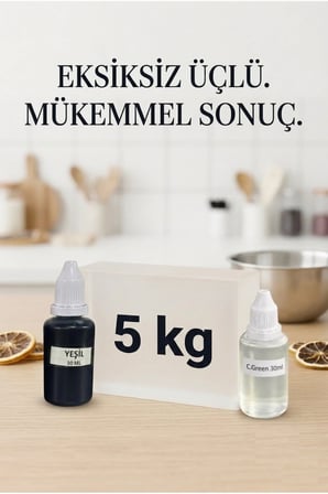 5 KG Şeffaf Sabun Bazı Yeşil Boya C.Green Esanslı Gliserin Sabun Bazı