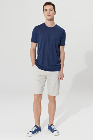 Slim Fit Dar Kesim Yan Cepli Armürlü Şort