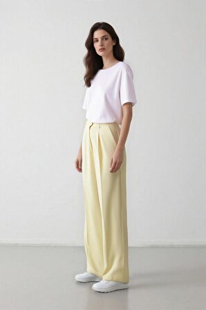 DeFacto x Afra Wide Leg Tensel Kumaş Palazzo Pantolon Cepli Yüksek Bel Geniş Paça A1138AX25SPYL504