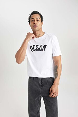 DeFacto Regular Fit Bisiklet Yaka Baskılı Kısa Kollu Tişört B8935AX24SMWT34