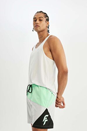 DeFactoFit Regular Fit Baskılı Esnek Dokulu Sporcu Kısa Boy Deniz Şortu B5999AX24HSGR184