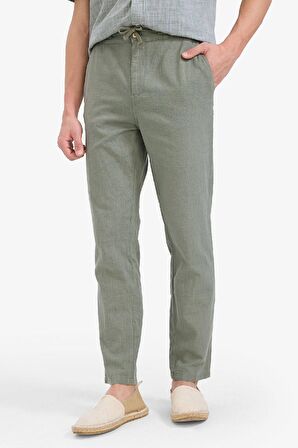 DeFacto Yazlık Beli Lastikli Jogger Pantolon Slim Fit Dar Kesim Düz Paça Pamuklu Cepli D2671AX25SMKH422