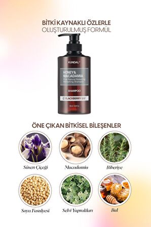 Kırılma Karşıtı, Besleyici Şampuan Kundal Honey & Macadamia Nature Shampoo 500ml (Blackberry Bay)