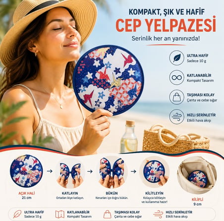 Bakgelal Katlanabilir Cep Yelpazesi – 21 Cm Kılıflı Kore Yelpazesi | Ultra Hafif, Katlanabilir, 10 Farklı Desen Seçeneği | Plaj, Seyahat, Festival Ve Günlük Kullanım İ̇Çin