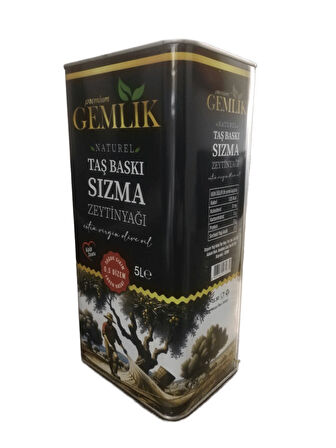Zeytinyağı 5 lt. (Naturel & Soğuk Sıkım Taş Baskı)