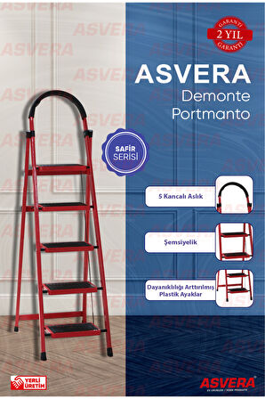 Safir Serisi – Patika 5’li Katlanır Merdiven | Ev, Bahçe, Ofis için Dayanıklı Tasarım