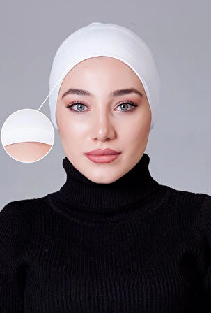 Beyaz Likralı Kaymayan Bone