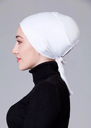 Beyaz Likralı Kaymayan Bone