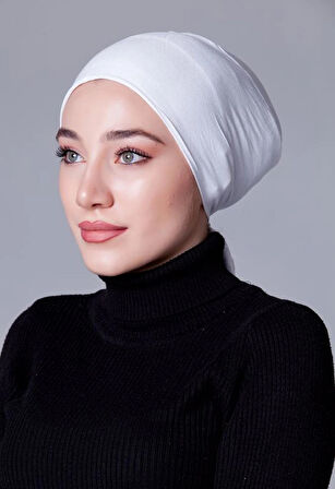 Beyaz Likralı Kaymayan Bone