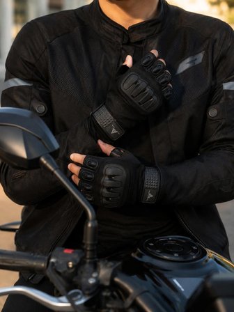 Twist Siyah / Yarım Parmak - Kaymaz Avuç İçi Özellikli Erkek Motosiklet Eldiveni