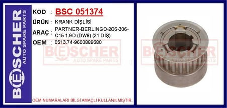 NEIMAN KRANK DİŞLİSİ  PARTNER-BERLINGO-206-306-C15 1.9D (DW8) (21 DİŞ)
