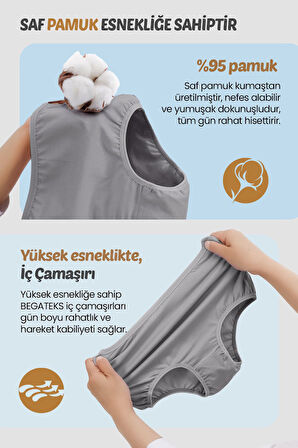 Kadın Külot Yüksek Bel 5'li Paket - Yüksek Bel Rahat İç Giyim, Pamuklu Kumaş, 7 Farklı Renk Seçeneği