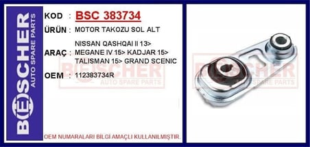 NEIMAN MOTOR TAKOZU SOL ALT RENAULT MEGANE IV 15> KADJAR 15> TALISMAN 15> GRAND SCENIC / NISSAN QASHQAI II  13>
