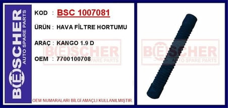 NEIMAN HAVA FİLTRE HORTUMU KANGO 1.9 D