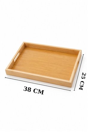 Bambu Servis Tepsisi 25x38 cm Dikdörtgen Kahvaltı Çay Kahve Sunum Tepsisi
