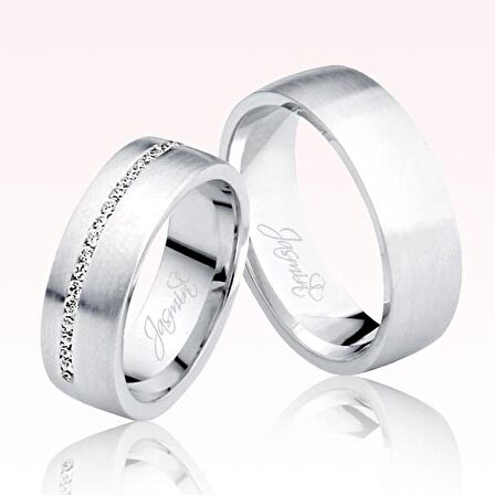 Beyaz Taşlı Altın Alyans 0303-2