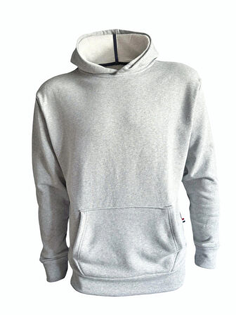 Kapüşonlu Sweatshirt - Gri Melanj