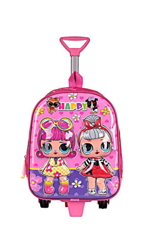 Anaokulu KREŞ Çocuk Valiz Sırt Çantası Çekçekli tekerlekli lol bebek Kız 