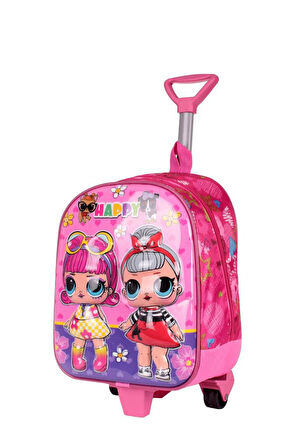 Anaokulu KREŞ Çocuk Valiz Sırt Çantası Çekçekli tekerlekli lol bebek Kız 