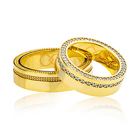 Sarı Taşlı Altın Alyans 0305