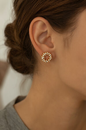 Rose  İnci Detaylı Xuping Küpe