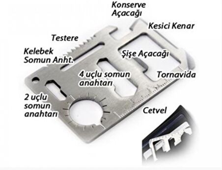 Survival Acil Durum Kiti 11 Fonksiyonlu Paslanmaz Çelik