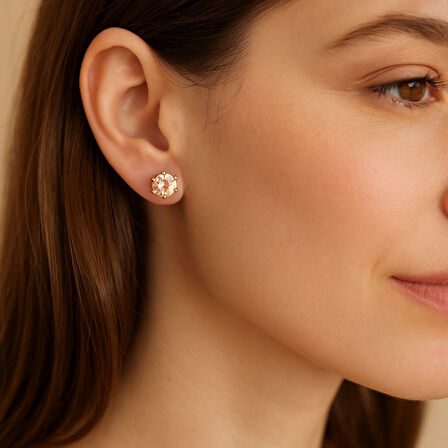 Altın RenkTek Taş Büyük Taşlı Işıltılı Küpe