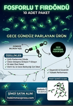  T Fırdöndü Paslanmaz Gece Gündüz Parlayan Pakette 10 ADET 
