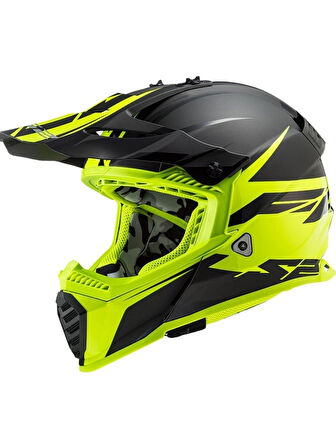 LS2 Fast Evo Mat Siyah - Neon Sarı Cross & Enduro Kask