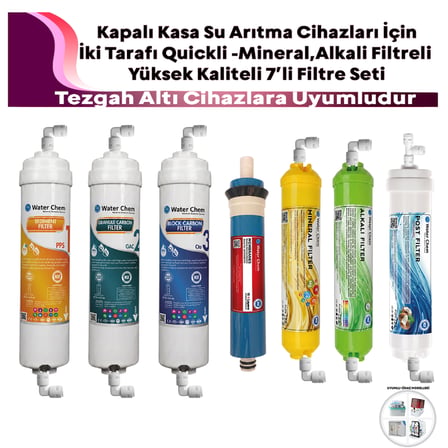 Kapalı Kasa İki Tarafı Ouickli Mineral,Alkali Filtreli Yüksek Kaliteli 7’li Filtre Seti