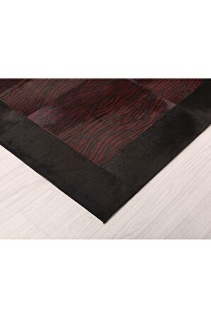 Bordo Zebra Desenli Deri Halı