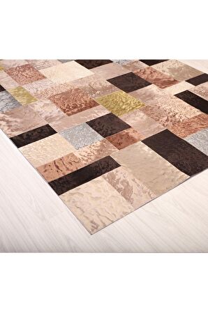 Çok Renkli Patchwork Deri Halı