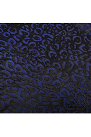 Saks Leopar Desenli Deri Halı