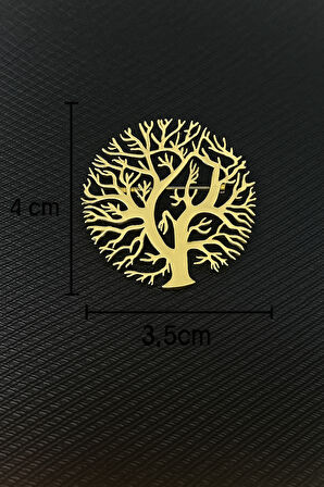 Hayat Ağacı Tasarımlı Yaka Broşu – Unisex, Altın Renk Çelik