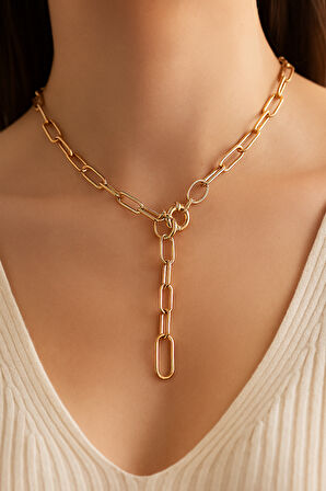 Rose Renkli Zincir Detaylı Xupıng Kolye