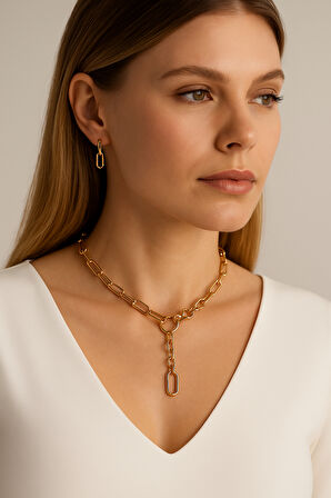 Rose Renkli Zincir Detaylı Xupıng Kolye