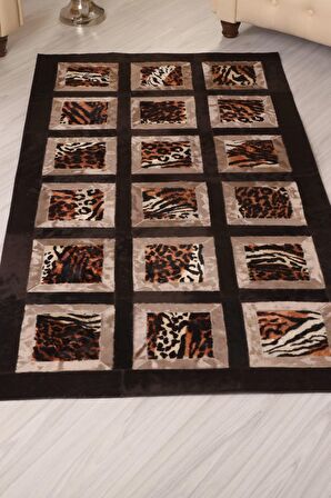 Kaplan Desen Baskılı Deri Yolluk Halı