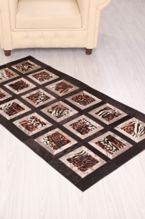 Kaplan Desen Baskılı Deri Yolluk Halı