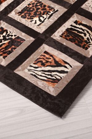 Kaplan Desen Baskılı Deri Yolluk Halı