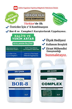 Erik İçin Gübre (Complex-5lt ve Bor-8 5lt) Organik Sıvı Gübre Ürün Sayısı-Kalite ve Verim Artar.