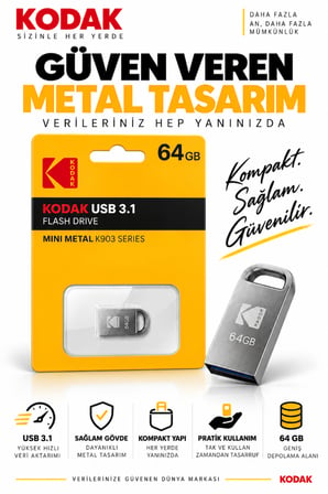 K903 64GB USB 3.1 Mini Metal Flash Bellek Kompakt Taşınabilir USB Bellek