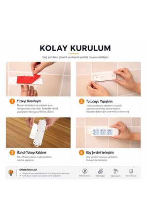 2'li Yapışkanlı Kızaklı Eşya Sabitleyici Aparat Seti Kumanda, Modem, Priz ve Tablo Duvar Organizeri