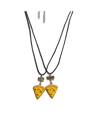 Pizza Dilimi Best Friends Bf 2li Deri Ipli Kolye 2