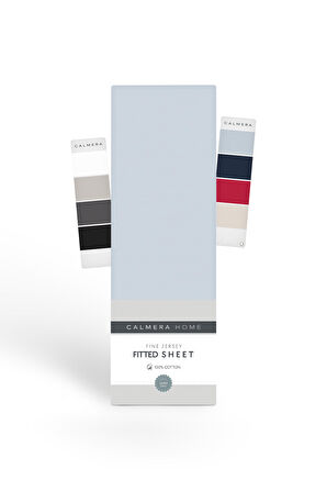 Calmera Home Çift Kişilik %100 Pamuk Penye Lastikli Çarşaf - Battal King Size - 180 x 200 cm Açık Mavi