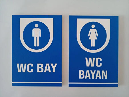 Bay Wc Kapı Isimliği Uyarı Yönlendirme Levhası 15x22 Cm Ebat 5 Mm Dekota Levha 2'li Set