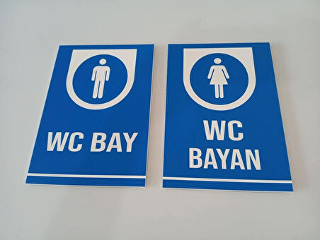 Bay Wc Kapı Isimliği Uyarı Yönlendirme Levhası 15x22 Cm Ebat 5 Mm Dekota Levha 2'li Set